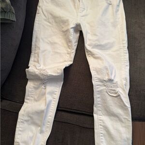 Women Fashion Nova White Frayed Hem Jeans